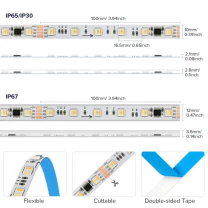 Digital RGB+CCT LED Strip | WS2805 | 60 LED/m | 24V - Billede 2